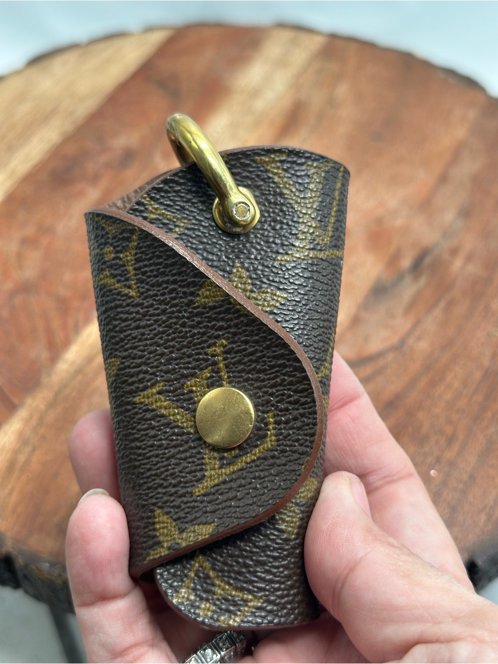 Louis Vuitton Monogram Key Pouch in Brown and Gold-Tone